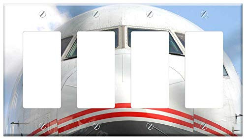 Switch Plate 4 Gang Rocker GFCI - Aircraft Cockpit Aviation Fly Technology Travel
