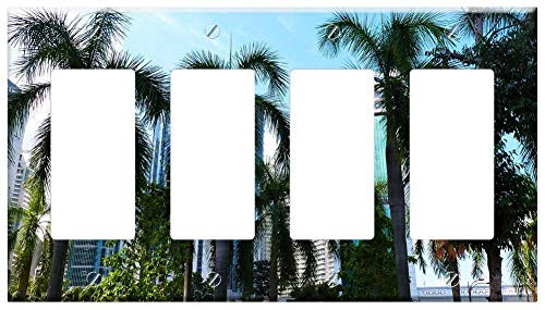 Switch Plate 4 Gang Rocker GFCI - Palm Trees City Sky Palm Tree Travel Summer Switch Plate 4 Gang Rocker GFCI - Palm Trees City Sky Palm Tree Travel Summer