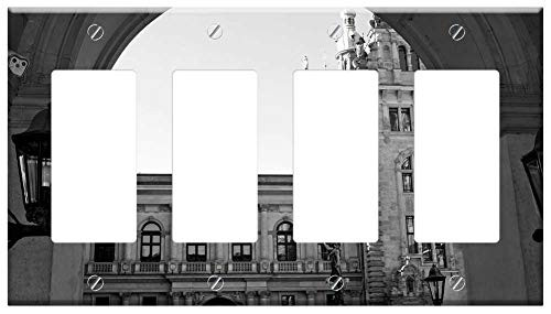 Switch Plate 4 Gang Rocker GFCI - Architecture Travel Building Old City Hamburg