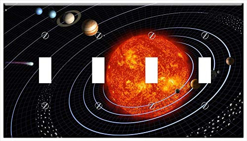 Switch Plate 4 Gang Toggle - Solar System Planet Planetary System Orbit Sun
