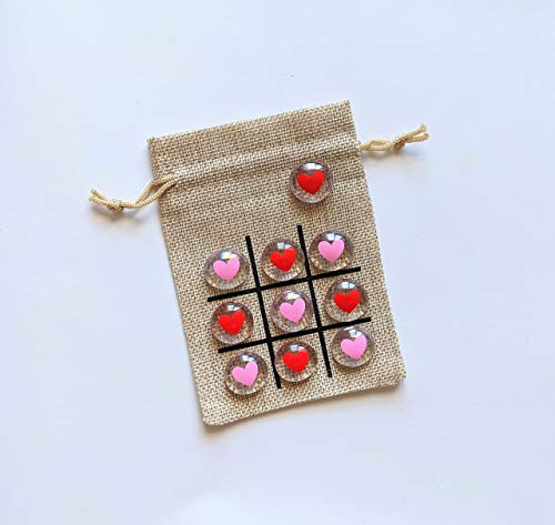 Easter Gift for Kids - Class Treat - Tic Tac Toe Game - Pink  and  Red Hearts