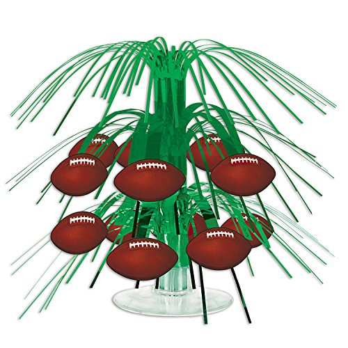 Beistle 54104 Football Mini Cascade Centerpiece, 7.5", Green/Brown/White