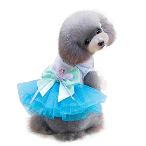 Howstar Pet Dress Cute Dog Clothes Puppy Skirt Soft Doggy Costume Tutu Apparel Princess Dress XS Blue Howstar Pet Dress Cute Dog Clothes Puppy Skirt Soft Doggy Costume Tutu Apparel Princess Dress XS Blue