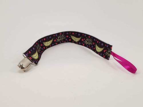 Cheshire Cat We re All Mad Here Pacifier clip teething toy clip Cheshire Cat We re All Mad Here Pacifier clip teething toy clip