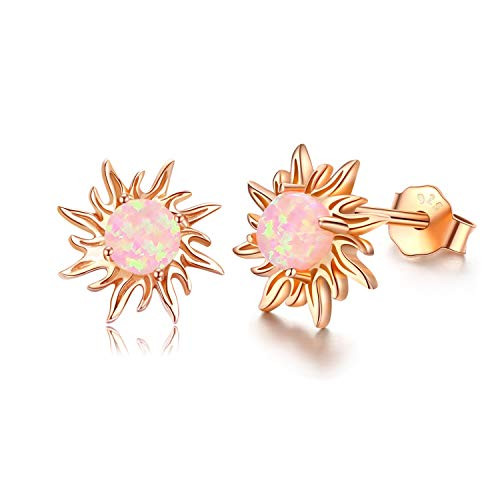 Sun Earrings Opal Earrings 925 Sterling Silver 18K Plated Rose Gold Sun Stud Earrings for Women  A-Sun Earrings