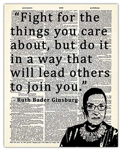 Ruth Bader Ginsburg - Fight For The Things You Care About Dictionary Wall Art Print  8x10 Unframed Picture For Home  Office  and  Bedroom Decor - Great Motivational  and  Inspirational Gift Idea Under 15