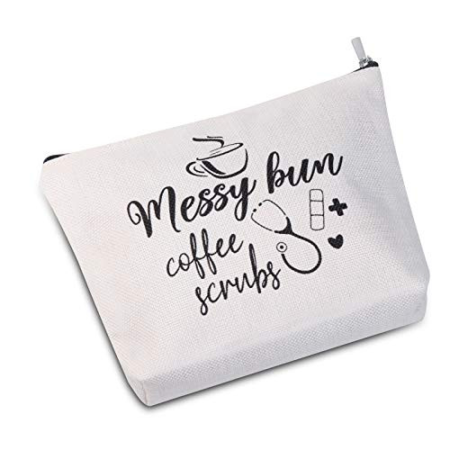 JXGZSO Nurse Bag Messy Bun Coffee Scrubs Nurse Life Bag Nurse Gift for RN Nursing Christmas Gift for Nurse  Messy Bun Coffee Scrubs