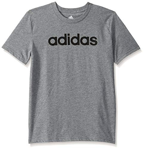 adidas Boys  Big Short Sleeve Cotton Jersey T-Shirt Tee  Linear Logo Dark Grey  Medium