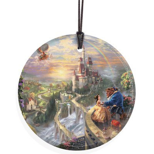 Trend Setters Disney Thomas Kinkade Beauty and the Beast Falling in Love StarFire Prints Hanging Glass