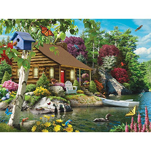 Bits and Pieces - 500 Piece Jigsaw Puzzle for Adults - Cabin On The Lake 500 - 500 pc Jigsaw by Artist Alan Giana