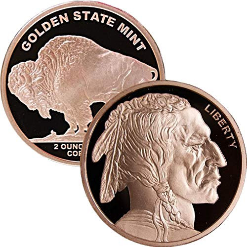 2 oz .999 Pure Copper Round Challenge Coin  Buffalo Nickel Design