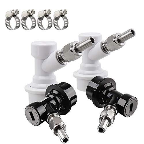 ?2 Pairs?MRbrew Ball Lock Disconnect Set Home Brew Ball Lock Keg Fittings with MFL Thread Swivel Nuts Corny Keg Fittings with Stainless Steel 5 16 Gas and 1 4 Liquid Barbs and Extra 4 Hose Clamps ?2 Pairs?MRbrew Ball Lock Disconnect Set Home Brew Ball Lock Keg Fittings with MFL Thread Swivel Nuts Corny Keg Fittings with Stainless Steel 5 16 Gas and 1 4 Liquid Barbs and Extra 4 Hose Clamps