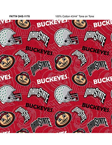 Ohio State University Cotton Fabric with New Tone ON Tone Design Newest Pattern