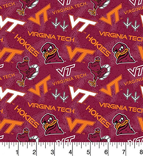 Virginia TECH Hokies Cotton Fabric with New Tone ON Tone Design Newest Pattern