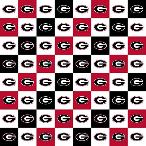 University of Georgia Cotton Fabric with New Mini Check Design-Newest Pattern-NCAA Cotton Fabric