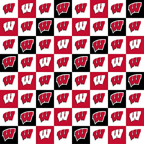 University of Wisconsin Cotton Fabric with New Mini Check Design-Newest Pattern-NCAA Cotton Fabric