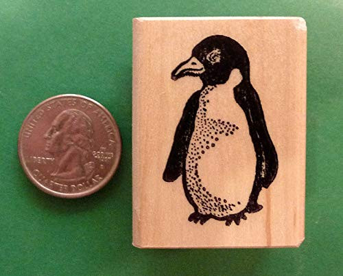 Baby Penguin  Wood Mounted Rubber Stamp - Rubber Stamp Wood Carving Blocks