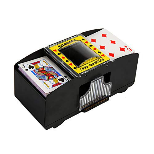 NEREIDS NET Automatic Poker Shuffler  Automatic Playing Card Shuffler  Bridge Game Battery-Operated Electric Shuffler  2-Deck Playing Card Shuffler  Machine Plastic Card Shuffler Machine for Family