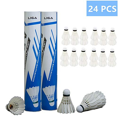 samyki 24PCS Premium Goose Feather Badminton Shuttlecocks  High Speed Badminton Birdies Balls  Great Stable  and  Durable Sports Training Badminton Balls for Indoor Outdoor Game