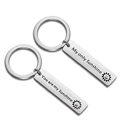Couple Jewelry Inspirational Gift You are My Sunshine My Only Sunshine Keychain for Girlfriend Boyfriend Wife Husband  Keychain Set