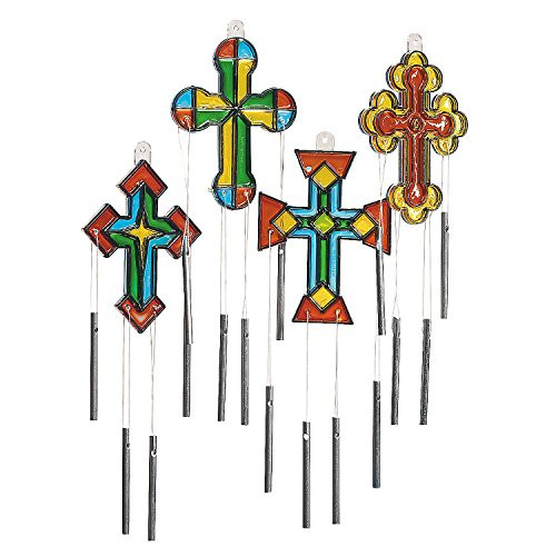 Sun Catcher Cross Wind Chimes - Crafts for Kids and Fun Home Activities- Perfect for Home School-Paint Your Own Design