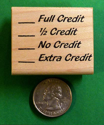 Full Credit One-Half  No  Extra  Teacher s Wood Mounted Rubber Stamp - Rubber Stamp Wood Carving Blocks