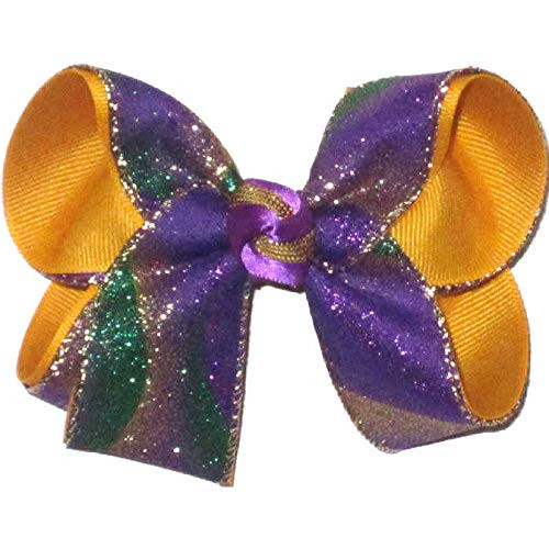 HL-169M Medium Mardi Gras Mardi Gras Purple Green and Gold Glitter over Yellow Gold