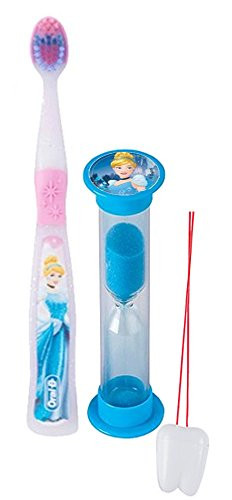 Disney Princess inchCinderella inch Inspired 2pc Bright Smile Oral Hygiene Set! Includes Toothbrush  and  Brushing Timer! Plus Bonus inchRemember to Brush inch Visual Aid!
