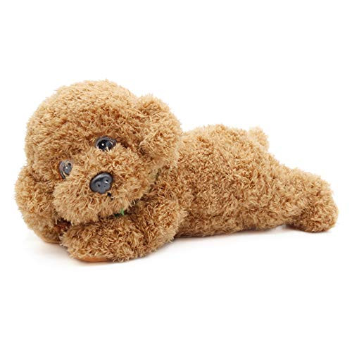 Oitscute Simulation Poodle Dog Stuffed Animal Soft Plush Puppy Toys  Brown 11 inch