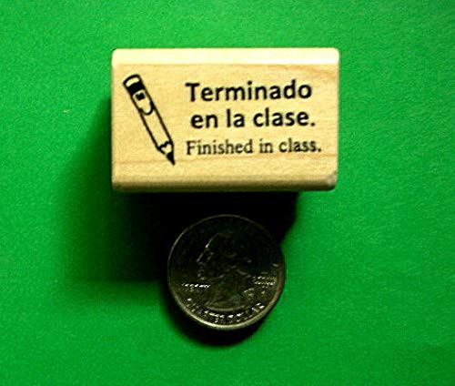 Finished in Class-Spanish Bilingual Teacher s Stamp - Rubber Stamp Wood Carving Blocks