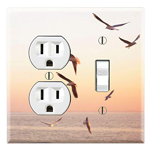 Graphics Wallplates - Seagull Beach Sunset - Outlet Toggle Combo Wall Plate Cover