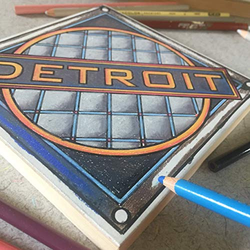 Detroit Manhole Cover Coloring Wooden Board Art Craft Project Creative Gift - 6x6 inch Travel