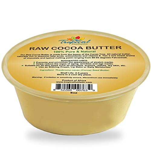 100 percent Pure Cocoa Butter Raw 8oz All-Natural Cocoa Butter  Pure and Raw African Cocoa Butter for Scars  Wrinkles  Stretch Marks  Blemishes  Rich in Antioxidants and Vitamin E