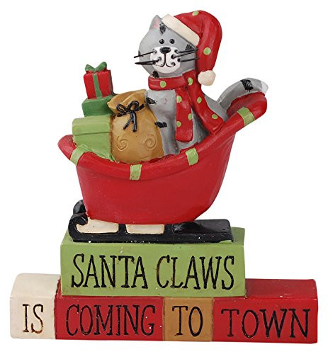 Blossom Bucket 178-11452 Santa Claws  Blocks with Sleigh Cat Home Decor