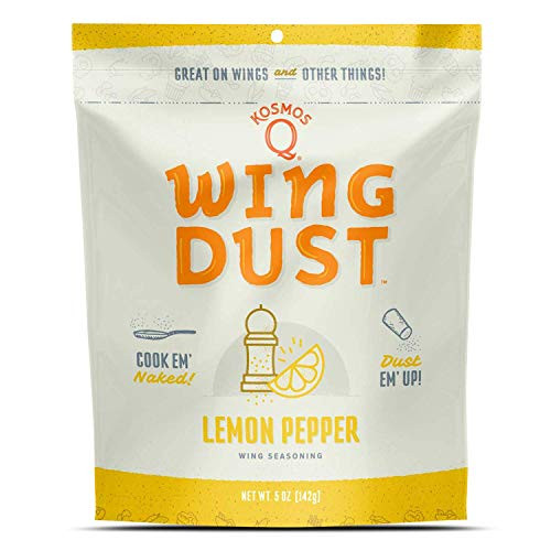 Kosmos Q Lemon Pepper Wing Dust Chicken Wing Seasoning Dry BBQ Rub Spice 5 oz. Bag Kosmos Q Lemon Pepper Wing Dust Chicken Wing Seasoning Dry BBQ Rub Spice 5 oz. Bag