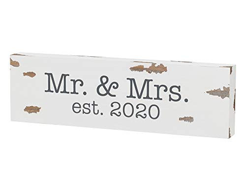 Collins  Mr.  and  Mrs. est. 2020  Distressed Wooden Shelf Sitter
