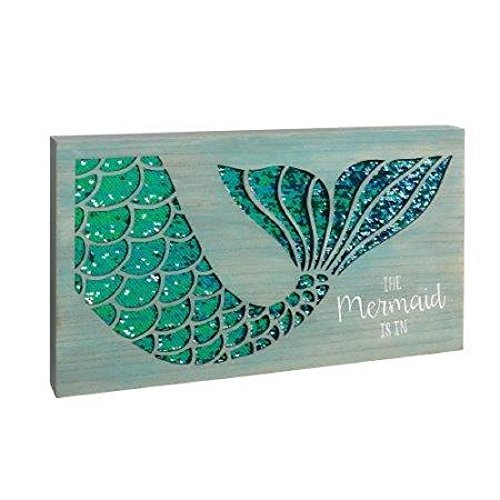 Grasslands Road Beautiful Wooden And Sequin Sign - "The Mermaid is in"