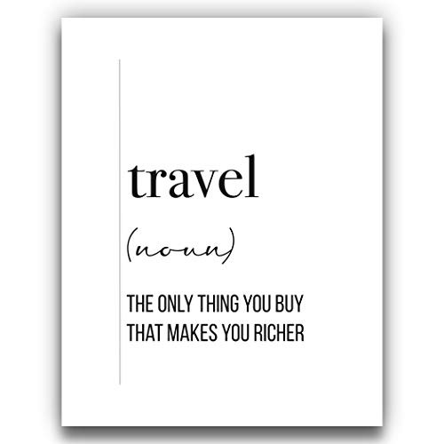 Travel Definition Wall Art   Black and White Dictionary Word Wall Decor - 11x14 UNFRAMED Modern  Minimalist  Typography Art Print