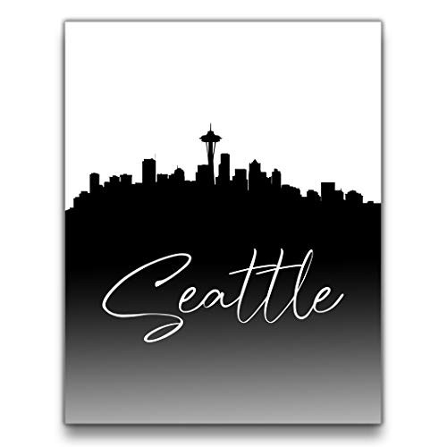 Seattle Skyline Poster Print   11 inchx14 inch UNFRAMED Cityscape Artwork   Black and White Home Decor   United States Wall Art   Modern Washington State Wall Art