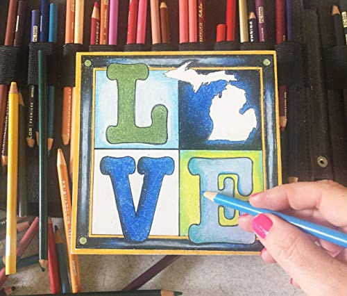 LOVE Michigan Mitten State Coloring Wooden Board Art Craft Project - 6x6 inch Wanderlust Travel Gift