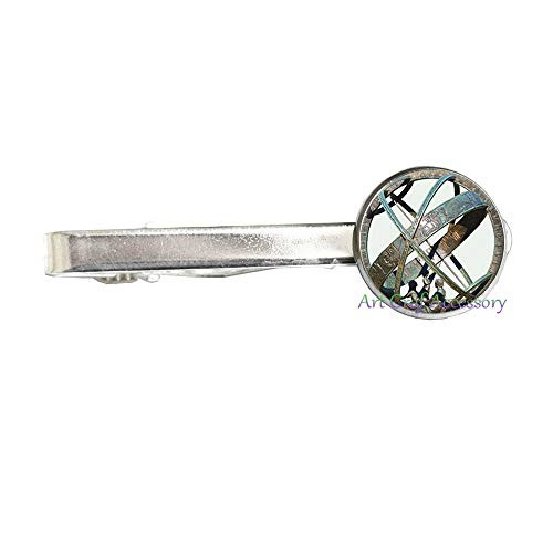 Astronomical Sundial Globe Tie Pin Astronomy Tie Clip Aqua Silver Astrological Fashion Astronomy Science Jewelry RN151  G1
