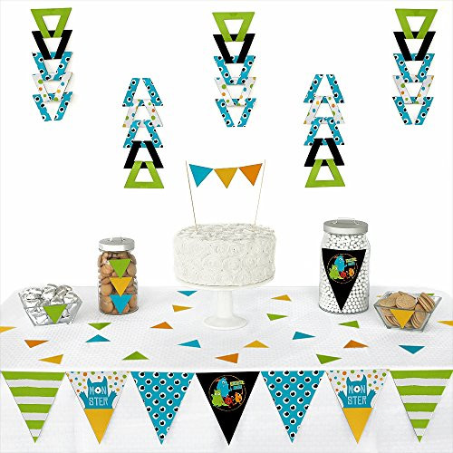 Monster Bash - Triangle Little Monster Birthday Party or Baby Shower Decoration Kit - 72 Piece