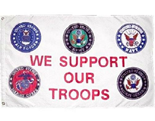 AES Support Our Troops 5 Branches Military Service 2x3 2 x3  Polyester Flag
