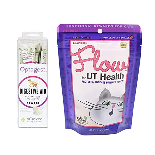 In Clover Optagest Daily Digestive Immune Support for Dogs and Cats  0.5 Oz   and  Flow Soft Chews for Cats  Daily Support for UT Health  2.1 Oz