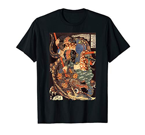 Japanese Art Woodblock Miyamoto Musashi Samurai Giant Nue T-Shirt Japanese Art Woodblock Miyamoto Musashi Samurai Giant Nue T-Shirt