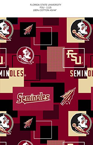 Florida State Seminoles Cotton Fabric Block Print-Florida State Seminoles Block Print Cotton Fabric-Newest Design