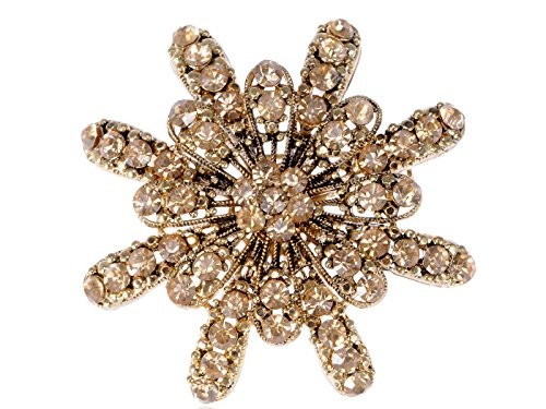 Alilang Topaz Yellow Crystal Rhinestone Golden Tone Floral Sun Star Flower Wedding Prom Brooch Pin Alilang Topaz Yellow Crystal Rhinestone Golden Tone Floral Sun Star Flower Wedding Prom Brooch Pin