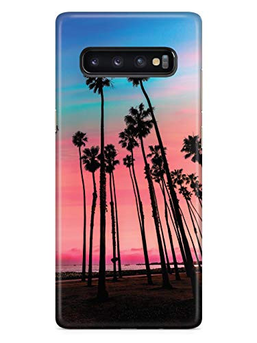 Inspired Cases - 3D Textured Galaxy S10 Case - Rubber Bumper Cover - Protective Phone Case for Samsung Galaxy S10 - California Sunset Palm Trees