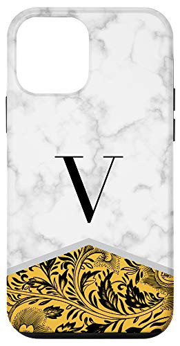 iPhone 12 mini Citrus Color Block Classy Floral Initial Letter V Monogram Case