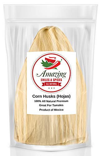 Corn Husks For Tamales 1 LB  16oz  Natural and Premium Dried Corn Husk Tamale Wrappers  Hojas Para Tamal. By Amazing Chiles and Spices.